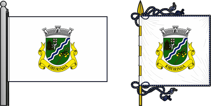 Bandeira e estandarte da freguesia de Ribeirinha - Ribeirinha civil parish, flag and banner