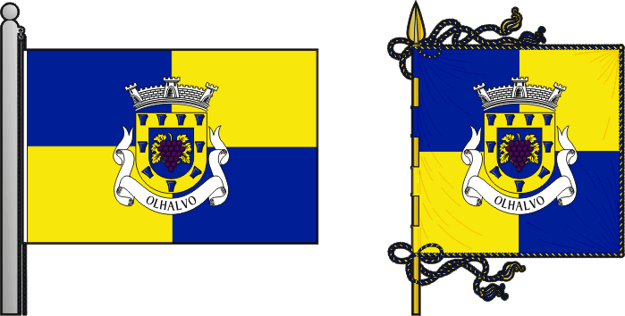 Bandeira e estandarte da freguesia de Olhalvo - Olhalvo civil parish, flag and banner Bandeira e estandarte da freguesia de Olhalvo - Olhalvo civil parish, flag and banner