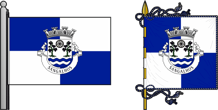 Bandeira e estandarte da freguesia de Sangalhos - Sangalhos civil parish, flag and banner