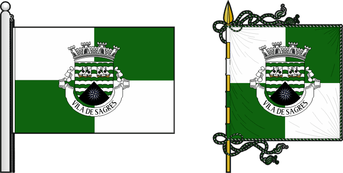 Bandeira e estandarte da freguesia de Sagres - Sagres civil parish, flag and banner