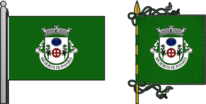 Bandeira e estandarte da freguesia de Milheirós de Poiares - Milheirós de Poiares civil parish, flag and banner