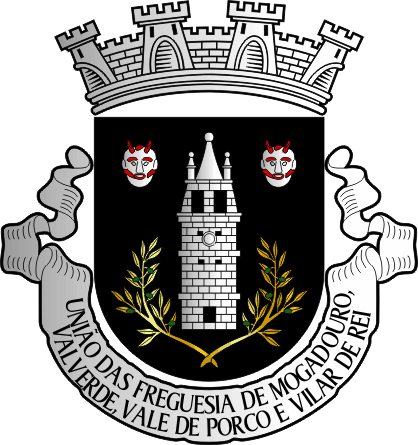Brasão da União das freguesias de Mogadouro, Valverde, Vale de Porco e Vilar de Rei - Mogadouro, Valverde, Vale de Porco and Vilar de Rei civil parishes union coat-of-arms
