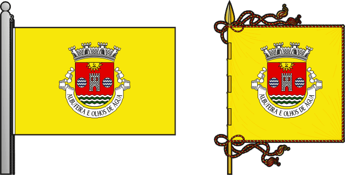 Bandeira e estandarte da União das freguesias de Albufeira e Olhos de Água - Albufeira and Olhos de Água civil parishes union flag and banner