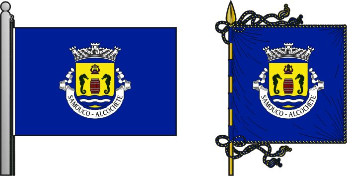 Bandeira e estandarte da freguesia do Samouco - Samouco civil parish, flag and banner