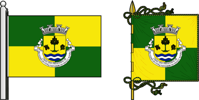 Bandeira e estandarte da União das freguesias de Belazaima do Chão, Castanheira do Vouga e Agadão - Belazaima do Chão, Castanheira do Vouga and Agadão civil parishes union flag and banner