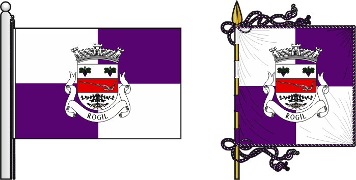 Bandeira e estandarte da freguesia de Rogil - Rogil civil parish, flag and banner