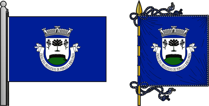 Bandeira e estandarte da União das freguesias de Pópulo e Ribalonga - Pópulo and Ribalonga civil parishes union flag and banner Bandeira e estandarte da União das freguesias de Pópulo e Ribalonga - Pópulo and Ribalonga civil parishes union flag and banner