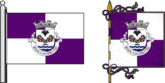 Bandeira e estandarte da freguesia de Benfica do Ribatejo - Benfica do Ribatejo civil parish, flag and banner