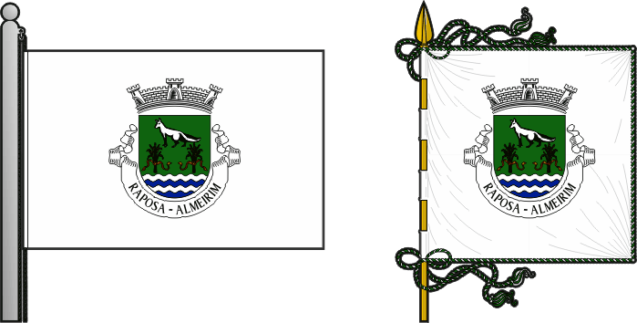 Bandeira e estandarte da freguesia de Raposa - Raposa civil parish, flag and banner