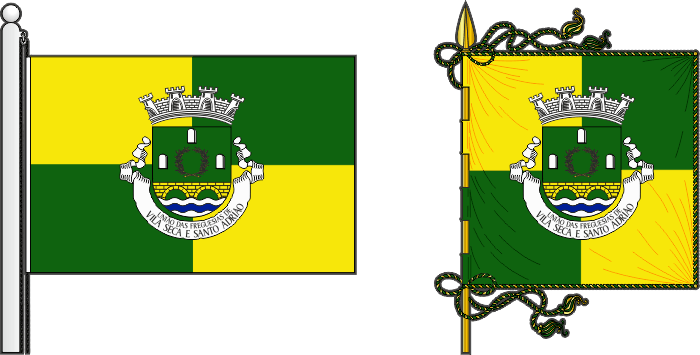 Bandeira e estandarte da União das freguesias de Vila Seca e Santo Adrião - Vila Seca and Santo Adrião civil parishes union, flag and banner