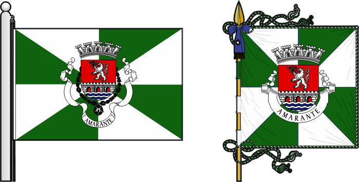 Bandeira e estandarte do Município de Amarante - Amarante municipal flag and banner