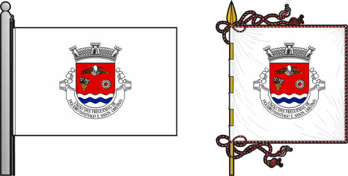 Bandeira e estandarte da União das freguesias de Figueiró (Santiago e Santa Cristina) - Figueiró (Santiago and Santa Cristina) civil parishes union flag and banner