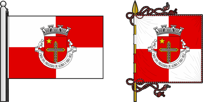 Bandeira e estandarte da União das freguesias de Glória e Vera Cruz - Glória and Vera Cruz civil parishes union flag and banner Bandeira e estandarte da União das freguesias de Glória e Vera Cruz - Glória and Vera Cruz civil parishes union flag and banner