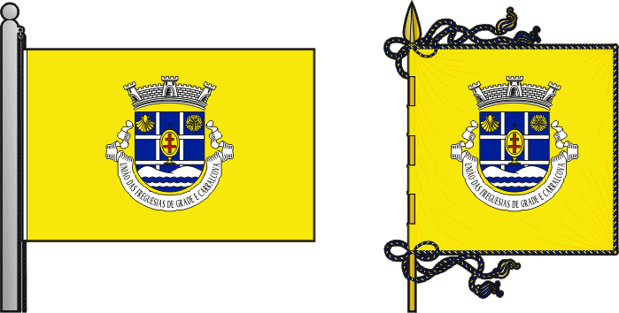 Bandeira e estandarte da União das freguesias de Grade e Carralcova - Grade and Carralcova civil parishes union flag and banner