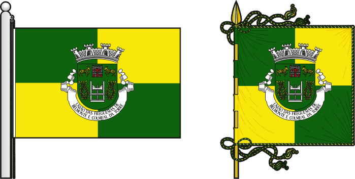 Bandeira e estandarte da União das freguesias de Belmonte e Colmeal da Torre - Belmonte and Colmeal da Torre civil parishes union flag and banner