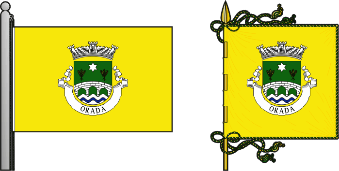 Bandeira e estandarte da freguesia de Orada - Orada civil parish, flag and banner