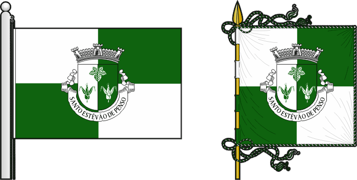 Bandeira e estandarte da antiga freguesia de Penso (Santo Estêvão) - Penso (Santo Estêvão) former civil parish, flag and banner