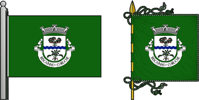 Bandeira e estandarte da freguesia de Biscaínho - Biscaínho civil parish, flag and banner Bandeira e estandarte da freguesia de Biscaínho - Biscaínho civil parish, flag and banner