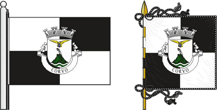 Bandeira e estandarte do Município do Corvo - Corvo municipal flag and banner