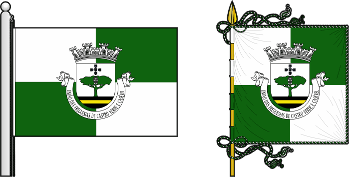 Bandeira e estandarte da União das freguesias de Castro Verde e Casével - Castro Verde and Casével civil parishes union flag and banner