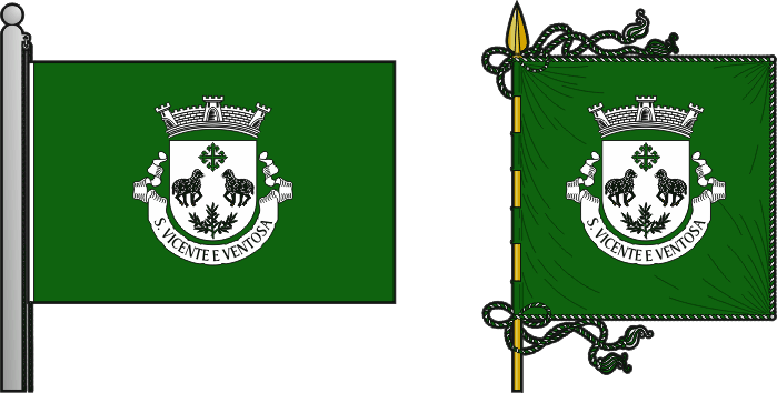 Bandeira e estandarte da freguesia de São Vicente e Ventosa - São Vicente and Ventosa civil parish, flag and banner