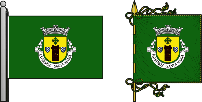 Bandeira e estandarte da antiga freguesia de Estremoz (Santa Maria) - Estremoz (Santa Maria) former civil parish, flag and banner