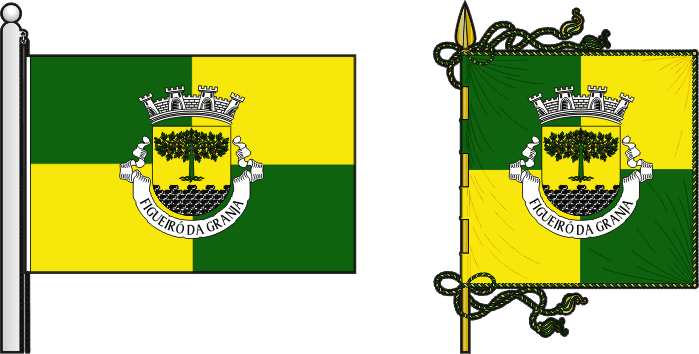 Bandeira e estandarte da freguesia de Figueiró da Granja - Figueiró da Granja civil parish, flag and banner