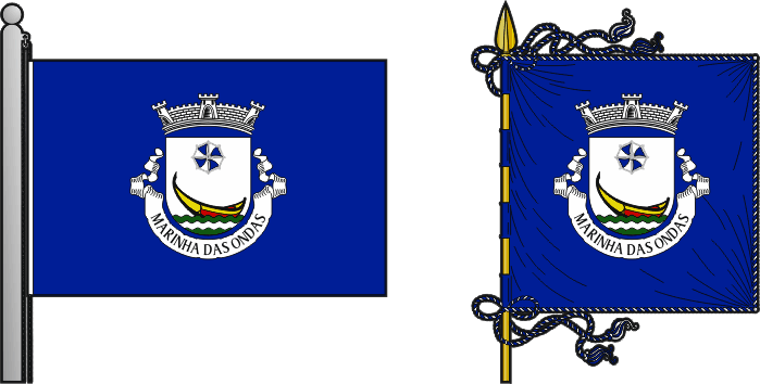Bandeira e estandarte da freguesia de Marinha das Ondas - Marinha das Ondas civil parish, flag and banner