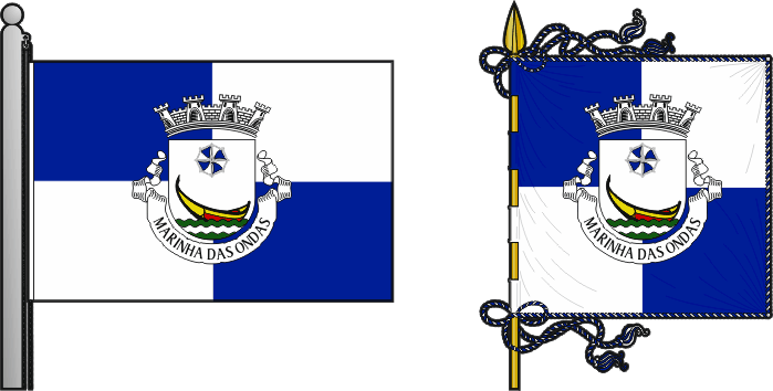 Bandeira e estandarte da freguesia de Marinha das Ondas - Marinha das Ondas civil parish, flag and banner