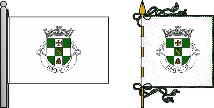 Bandeira e estandarte da freguesia do Funchal (Sé) - Funchal (Sé) civil parish, flag and banner