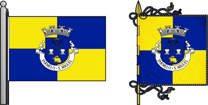 Bandeira e estandarte da antiga freguesia de Jarmelo (São Miguel) - Jarmelo (São Miguel) former civil parish, flag and banner Bandeira e estandarte da antiga freguesia de Jarmelo (São Miguel) - Jarmelo (São Miguel) former civil parish, flag and banner