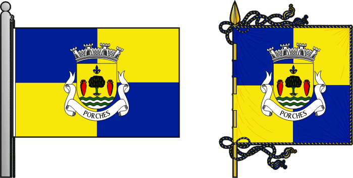 Bandeira e estandarte da freguesia de Porches - Porches civil parish, flag and banner Bandeira e estandarte da freguesia de Porches - Porches civil parish, flag and banner