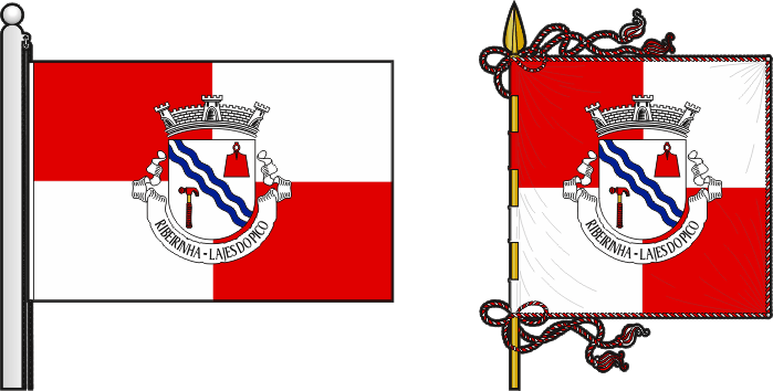 Bandeira e estandarte da freguesia de Ribeirinha - Ribeirinha civil parish, flag and banner