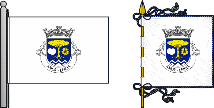 Bandeira e estandarte da freguesia de Amor - Amor civil parish, flag and banner