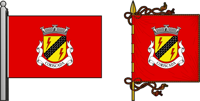 Bandeira e estandarte da freguesia de Coriscada - Coriscada civil parish, flag and banner Bandeira e estandarte da freguesia de Coriscada - Coriscada civil parish, flag and banner