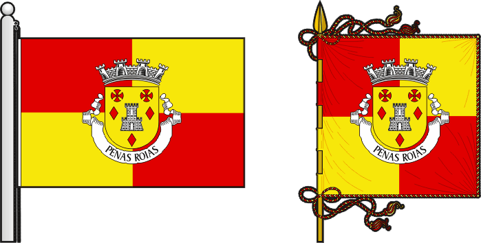 Bandeira e estandarte da freguesia de Penas Roias - Penas Roias civil parish, flag and banner