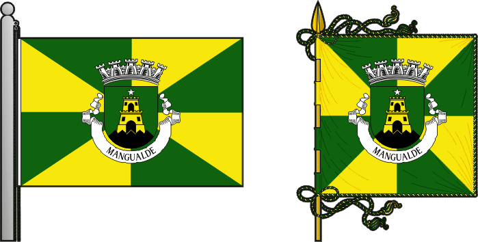 Bandeira e estandarte do Município de Mangualde - Mangualde municipal flag and banner