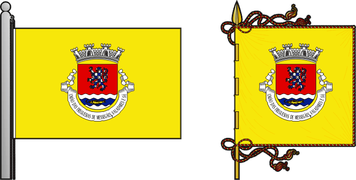 Bandeira e estandarte da União das freguesias de Messegães, Valadares e Sá - Messegães, Valadares and Sá civil parishes union flag and banner