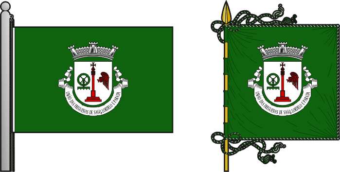 Bandeira e estandarte da União das freguesias de Sago, Lordelo e Parada - Sago, Lordelo and Parada civil parishes union flag and banner Bandeira e estandarte da União das freguesias de Sago, Lordelo e Parada - Sago, Lordelo and Parada civil parishes union flag and banner