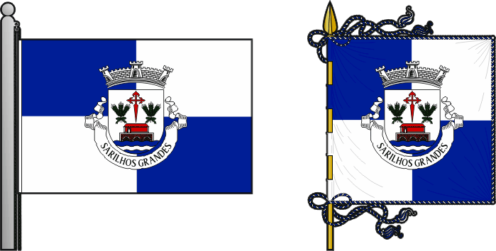 Bandeira e estandarte da freguesia de Sarilhos Grandes - Sarilhos Grandes civil parish, flag and banner