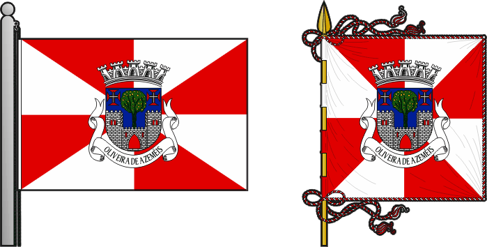 Bandeira e estandarte do Município de Oliveira de Azeméis - Oliveira de Azeméis Municipal municipal flag and banner