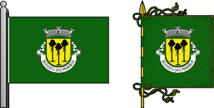 Bandeira e estandarte da freguesia de Boavista dos Pinheiros - Boavista dos Pinheiros civil parish, flag and banner Bandeira e estandarte da freguesia de Boavista dos Pinheiros - Boavista dos Pinheiros civil parish, flag and banner