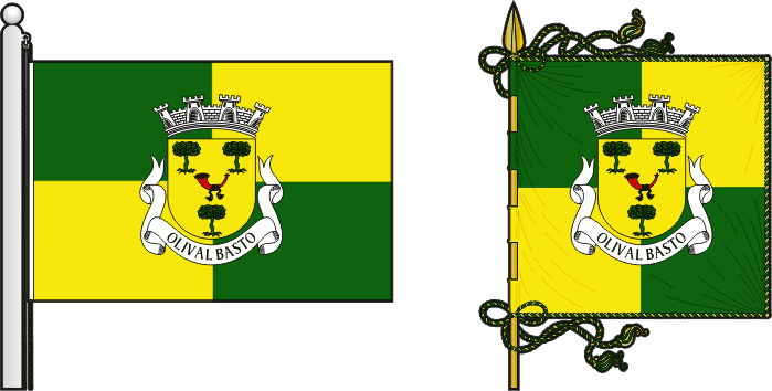 Bandeira e estandarte da antiga freguesia de Olival Basto - Olival Basto former civil parish, flag and banner Bandeira e estandarte da antiga freguesia de Olival Basto - Olival Basto former civil parish, flag and banner