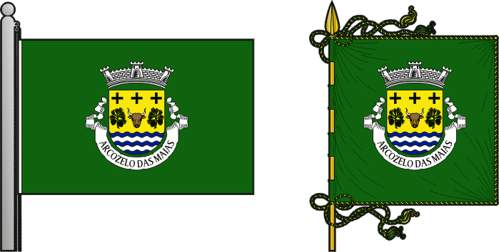 Bandeira e estandarte da freguesia de Arcozelo das Maias - Arcozelo das Maias civil parish, flag and banner