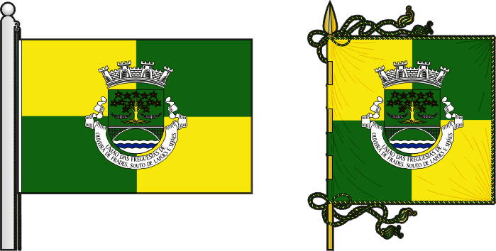 Bandeira e estandarte da União das freguesias de Oliveira de Frades, Souto de Lafões e Sejães - Oliveira de Frades, Souto de Lafões and Sejães civil parishes union flag and banner