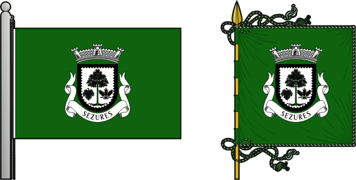 Bandeira e estandarte da freguesia de Sezures - Sezures civil parish, flag and banner