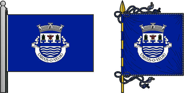 Bandeira e estandarte da freguesia de Unhais-o-Velho - Unhais-o-Velho civil parish, flag and banner