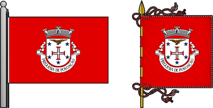 Bandeira e estandarte da freguesia de Povoação - Povoação civil parish, flag and banner