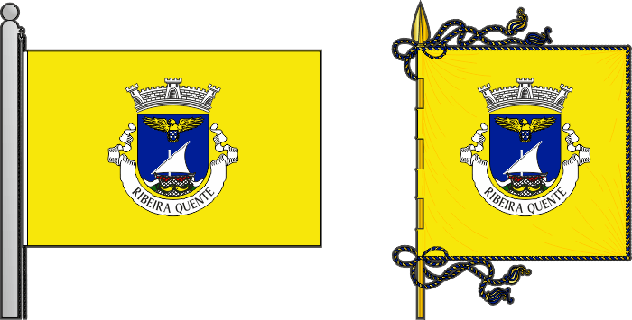 Bandeira e estandarte da freguesia de Ribeira Quente - Ribeira Quente civil parish, flag and banner