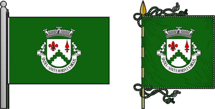 Bandeira e estandarte da antiga freguesia de Sintra (Santa Maria e São Miguel) - Sintra (Santa Maria and São Miguel) former civil parish, flag and banner